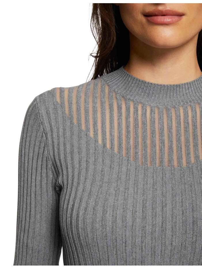 Pull Femme MORGAN Gris Chiné - Taille L (40) - Col Rond - Manches Longues - Neuf Sans étiquette