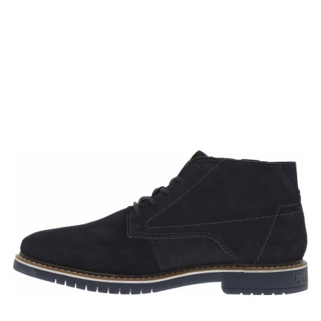 Bottines bleues marine en cuir à talon décroché bas avec lacets ronds - Image 2