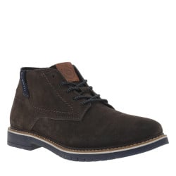Bottines en croûte de cuir anthracite à talon plat et à lacets ronds bicolores