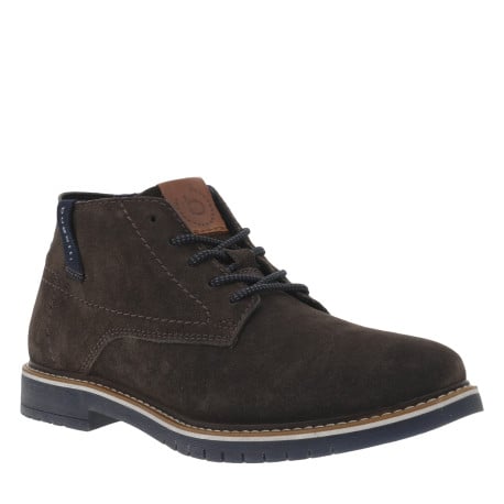 Bottines en croûte de cuir anthracite à talon plat et à lacets ronds bicolores - Image 3