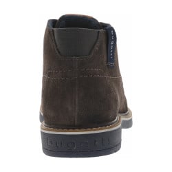 Bottines en croûte de cuir anthracite à talon plat et à lacets ronds bicolores