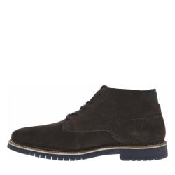 Bottines en croûte de cuir anthracite à talon plat et à lacets ronds bicolores
