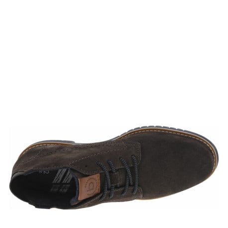 Bottines en croûte de cuir anthracite à talon plat et à lacets ronds bicolores - Image 4