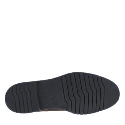 Bottines en croûte de cuir anthracite à talon plat et à lacets ronds bicolores