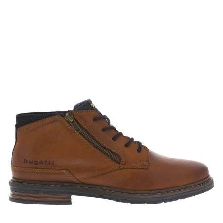 Bottines en cuir cognac pourvues de lacets ronds avec semelle à talon plat - Image 2