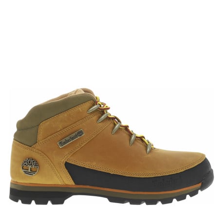 Bottines en cuir marron à talon décroché bas avec lacets ronds et logos en métal