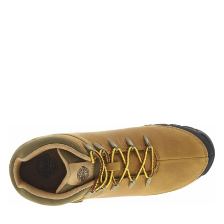 Bottines en cuir marron à talon décroché bas avec lacets ronds et logos en métal - Image 4