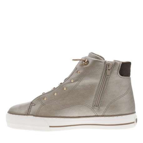 Baskets taupe à semelles vulcanisées à talon plat et à zip et lacets ronds