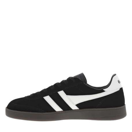 Baskets tennis en croûte de cuir noires à talon plat et à lacets plats noirs