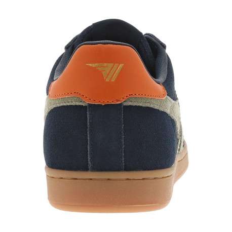 Baskets tennis en croûte de cuir bleues plates et à lacets plats kaki - Image 7