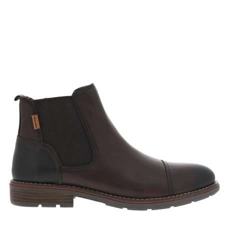 Boots en cuir marron à talon décroché bas avec un zip et un soufflet élastiqué - Image 2