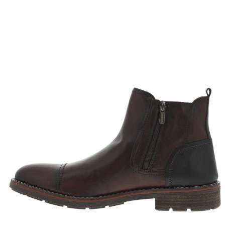 Boots en cuir marron à talon décroché bas avec un zip et un soufflet élastiqué - Image 8