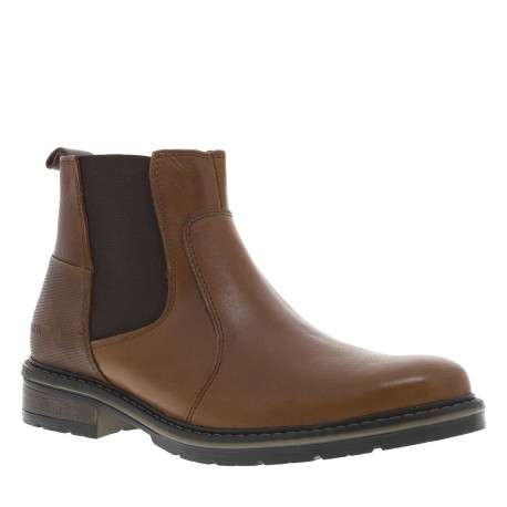 Boots en cuir cognac à talon décroché bas avec zip latéral et soufflet élastiqué - Image 3