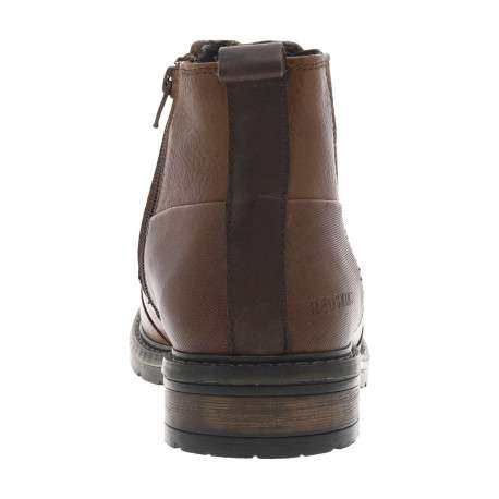 Boots en cuir cognac à talon décroché bas avec zip latéral et soufflet élastiqué - Image 6