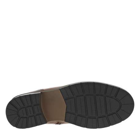 Boots en cuir cognac à talon décroché bas avec zip latéral et soufflet élastiqué - Image 5