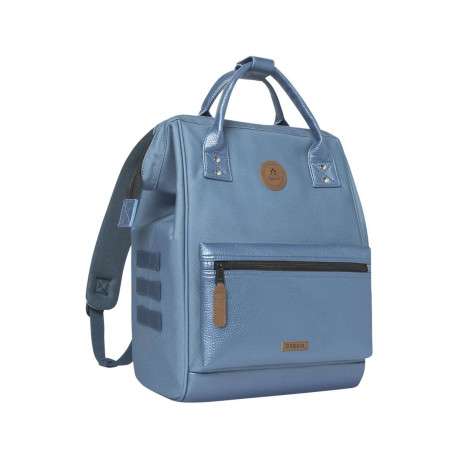 Sac à dos bleu uni avec anse et pochette fleurie supplémentaire - Image 2
