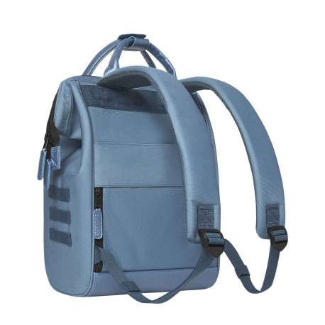 Sac à dos bleu uni avec anse et pochette fleurie supplémentaire - Image 3