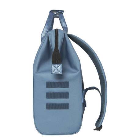Sac à dos bleu uni avec anse et pochette fleurie supplémentaire - Image 4