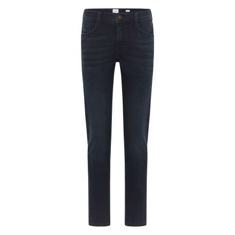 Jean Oregon en coton mélangé indigo avec une coupe slim et patch