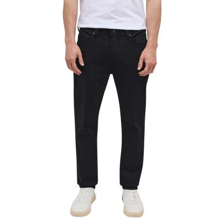 Jean Vegas en coton noir avec une coupe slim, cinq poches et marque métallique - Image 4