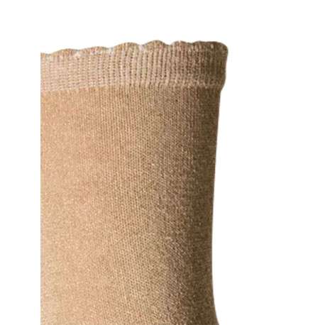Chaussettes hautes beige unies en lurex avec découpe de vague sur le haut - Image 2