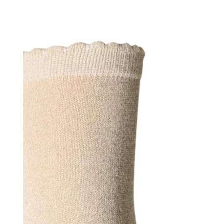 Chaussettes hautes beige unies avec découpe de vague sur le haut en lurex - Image 2