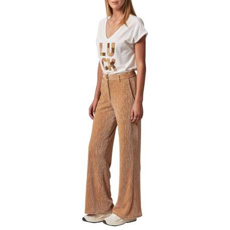 Chino beige en velours côtelé avec une coupe bootcut et 4 poches - Image 2