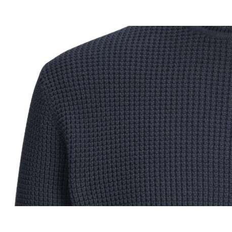 Pull en coton biologique marine uni à coupe droite avec col roulé gaufré - Image 2