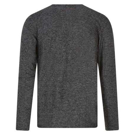 T-shirt noir uni avec une coupe droite et un col rond à manches longues - Image 2