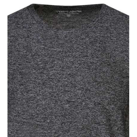 T-shirt noir uni avec une coupe droite et un col rond à manches longues - Image 3