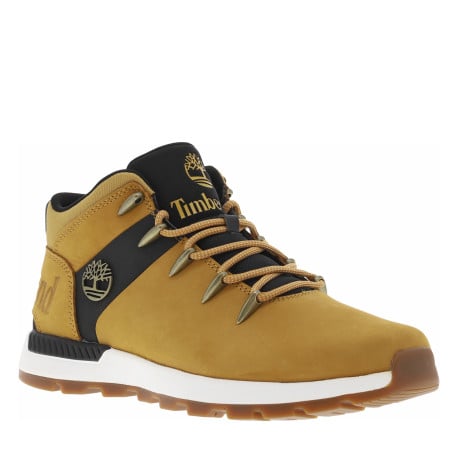 Bottines miel à talon plat et à lacets ronds à oeillets larmes et logo embossé - Image 3