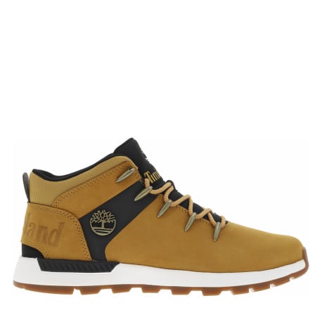 Bottines miel à talon plat et à lacets ronds à oeillets larmes et logo embossé