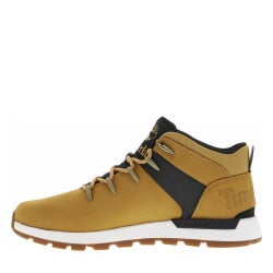 Bottines miel à talon plat et à lacets ronds à oeillets larmes et logo embossé
