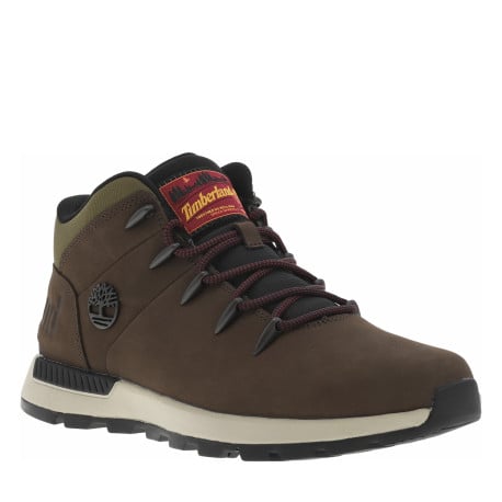 Baskets en cuir nubuck marron à talon plat avec semelle noire et grise et lacets - Image 3