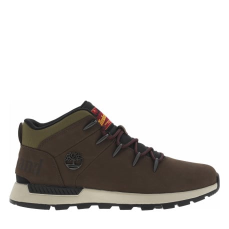 Baskets en cuir nubuck marron à talon plat avec semelle noire et grise et lacets