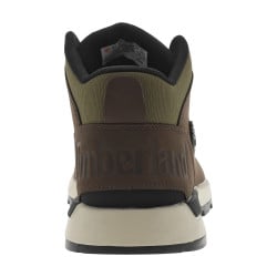 Baskets en cuir nubuck marron à talon plat avec semelle noire et grise et lacets