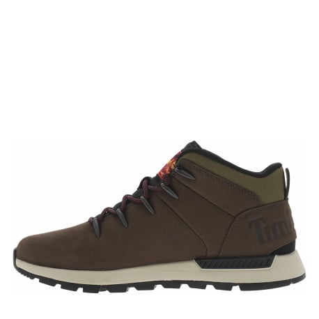 Baskets en cuir nubuck marron à talon plat avec semelle noire et grise et lacets - Image 2