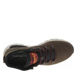Baskets en cuir nubuck marron à talon plat avec semelle noire et grise et lacets
