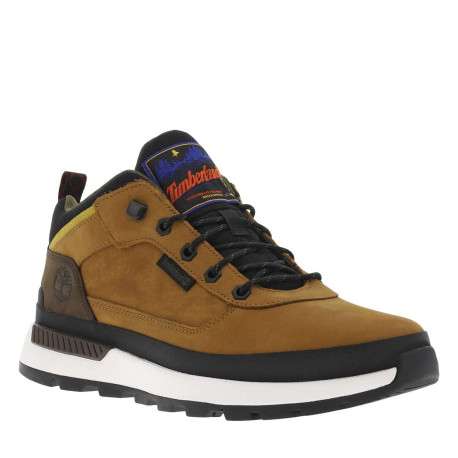 Sneakers en cuir brunes à talon plat avec des lacets ronds avec logo embossé - Image 9