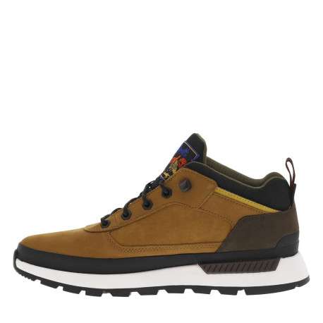 Sneakers en cuir brunes à talon plat avec des lacets ronds avec logo embossé - Image 8