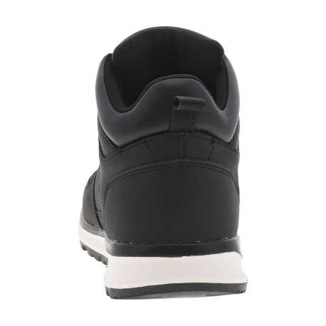 Bottines noires à talon plat avec semelle noire et blanche, logos et lacets gris - Image 6