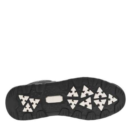 Bottines noires à talon plat avec semelle noire et blanche, logos et lacets gris - Image 5