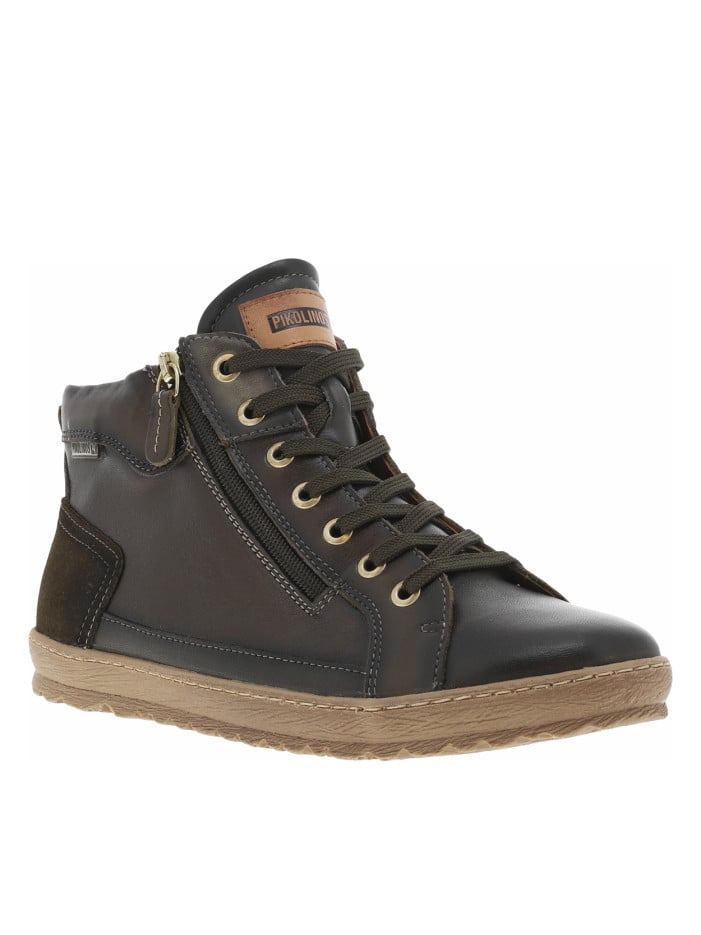 Bottines en cuir kaki à...