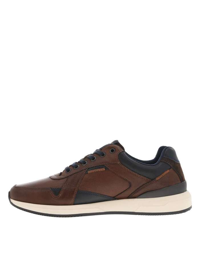 Sneakers en cuir cognac et...