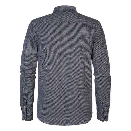 Chemise en coton biologique anthracite à imprimé traits droite et à col français - Image 2