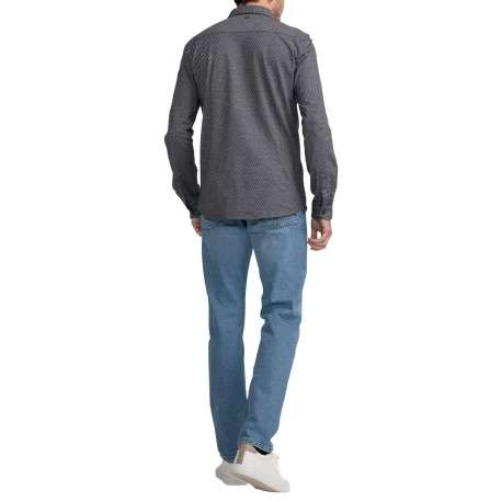 Chemise en coton biologique anthracite à imprimé traits droite et à col français - Image 5