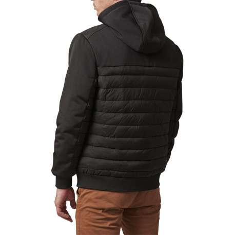 Blouson à capuche noir bi-matière avec une coupe droite et des poches - Image 2