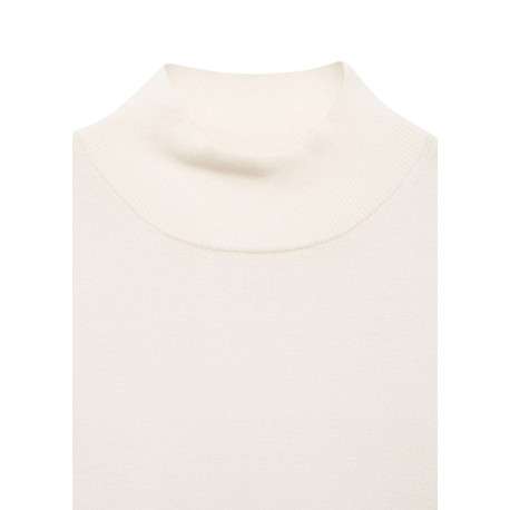 Pull écru en maille fine à coupe droite avec col montant et manches longues - Image 6
