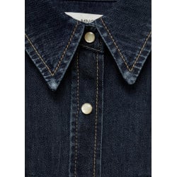 Chemise en coton style jean à coupe droite avec 2 poches et col à revers