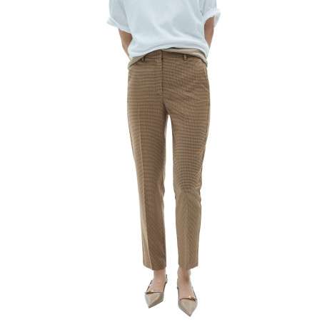 Chino marron motif pied de poule avec coupe droite, 4 poches et 4 plis centraux - Image 3